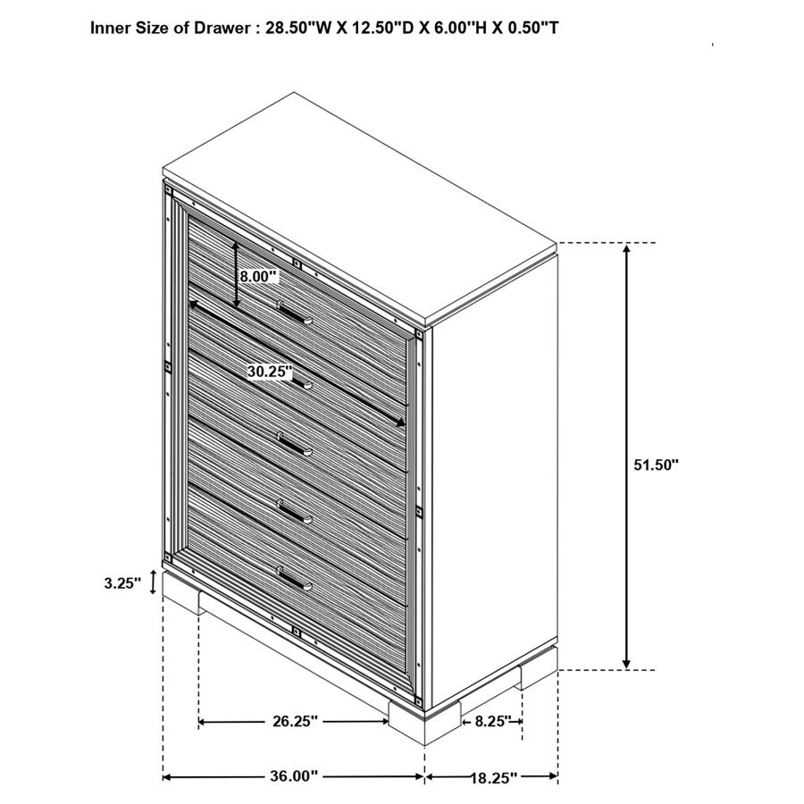 (image for) Cappola 5-drawer Bedroom Chest Black