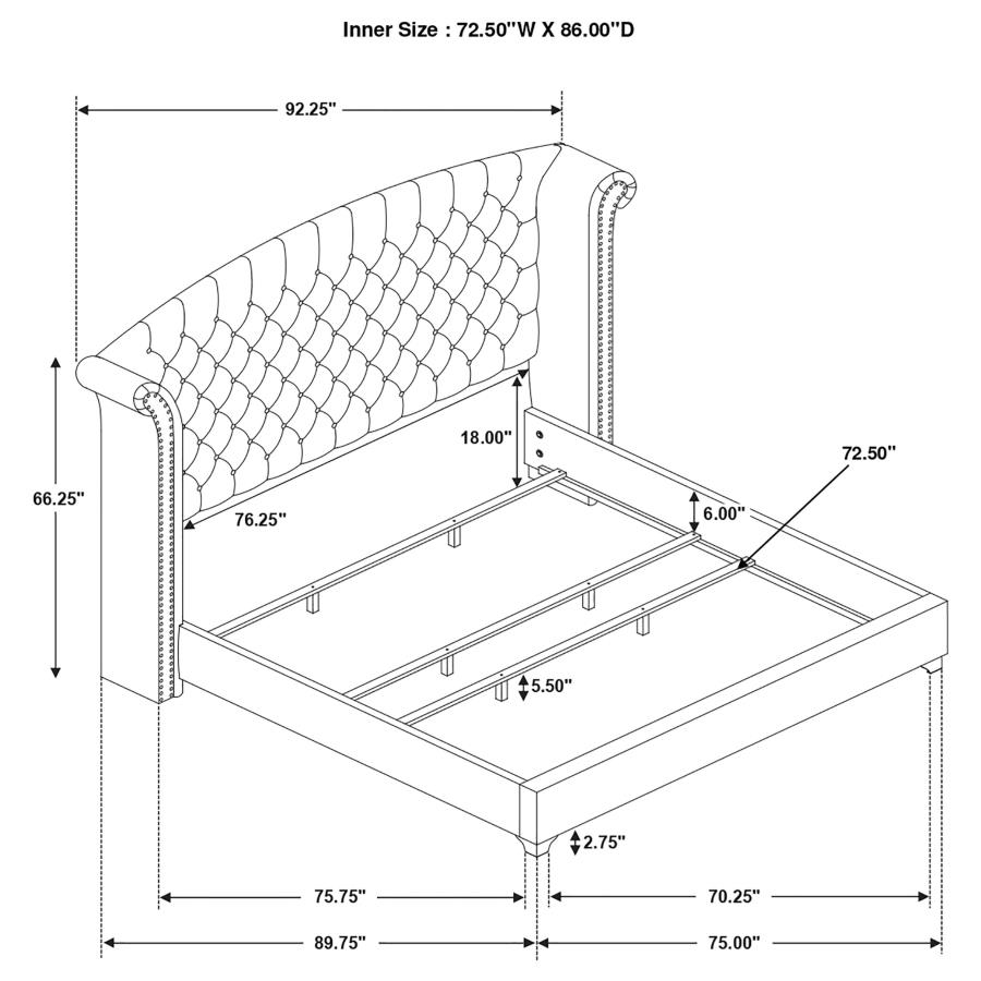 (image for) Melody Upholstered California King Wingback Bed Pacific Blue