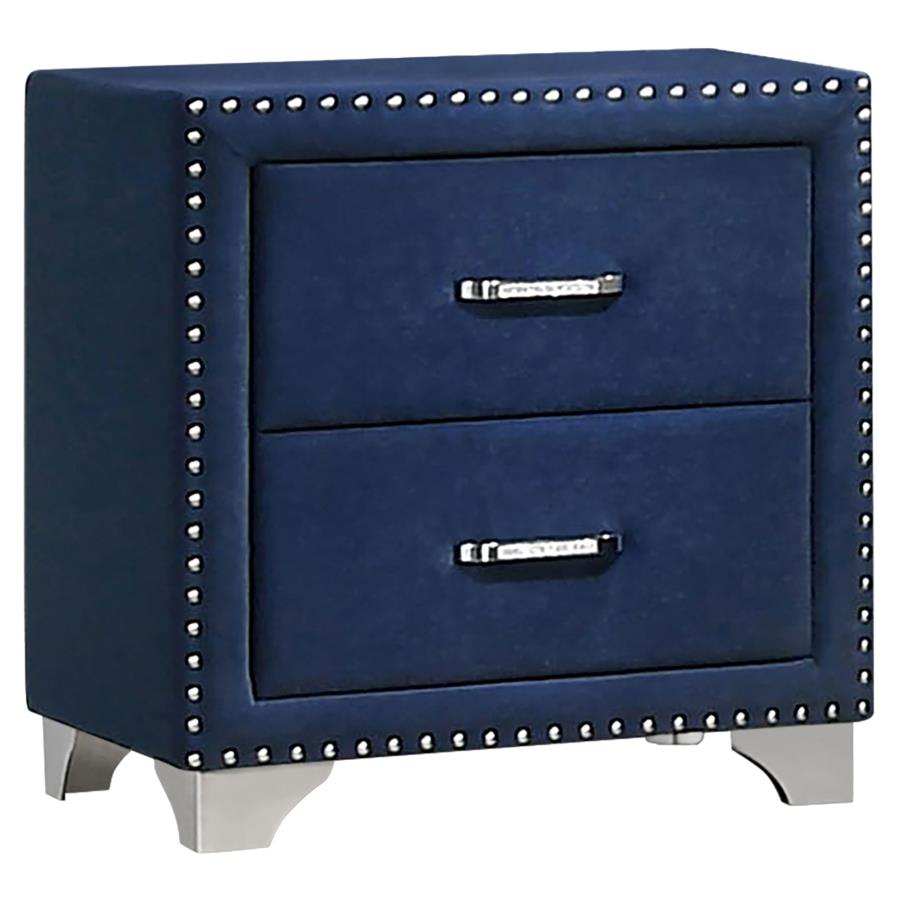 (image for) Melody Upholstered 2-drawer Nightstand Pacific Blue - Click Image to Close