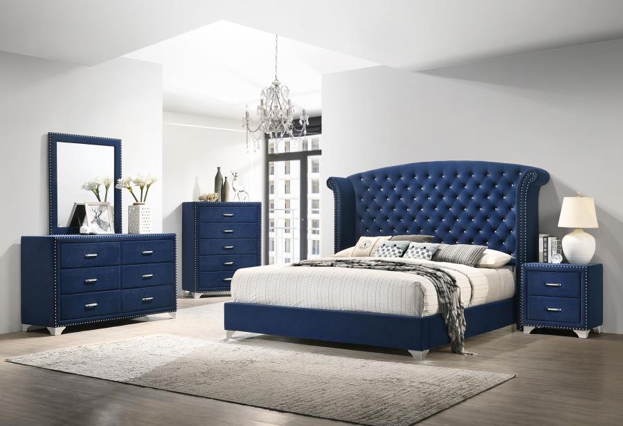 Modal Additional Images for Melody Upholstered 2-drawer Nightstand Pacific Blue