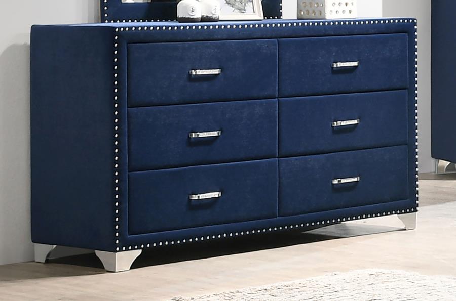 (image for) Melody 6-drawer Upholstered Dresser Pacific Blue