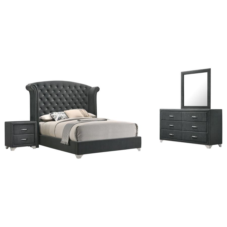 (image for) Melody 4-piece Eastern King Bedroom Set Grey - Click Image to Close