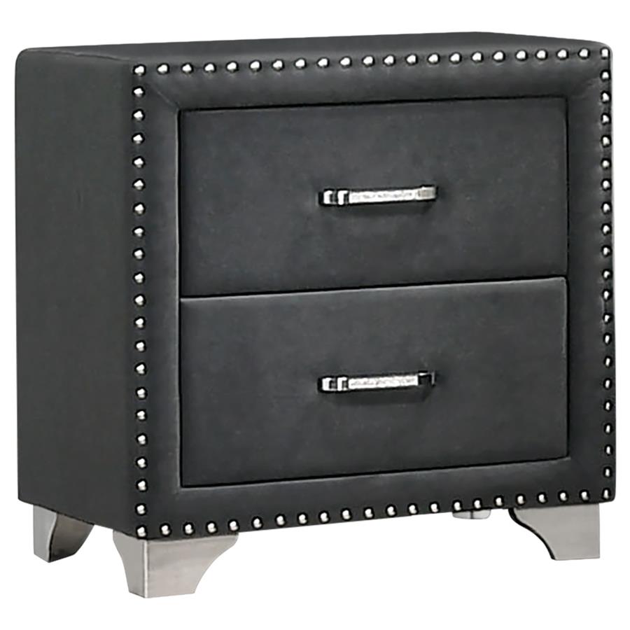 (image for) Melody Upholstered 2-drawer Nightstand Grey - Click Image to Close