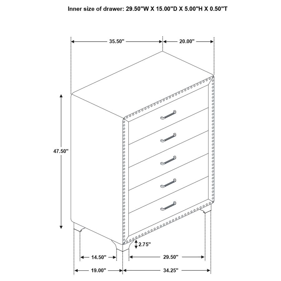 Melody Upholstered 2-drawer Nightstand Grey