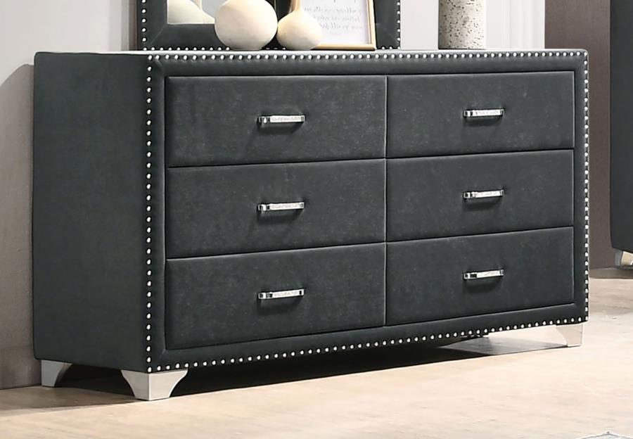 (image for) Melody 6-drawer Upholstered Dresser Grey