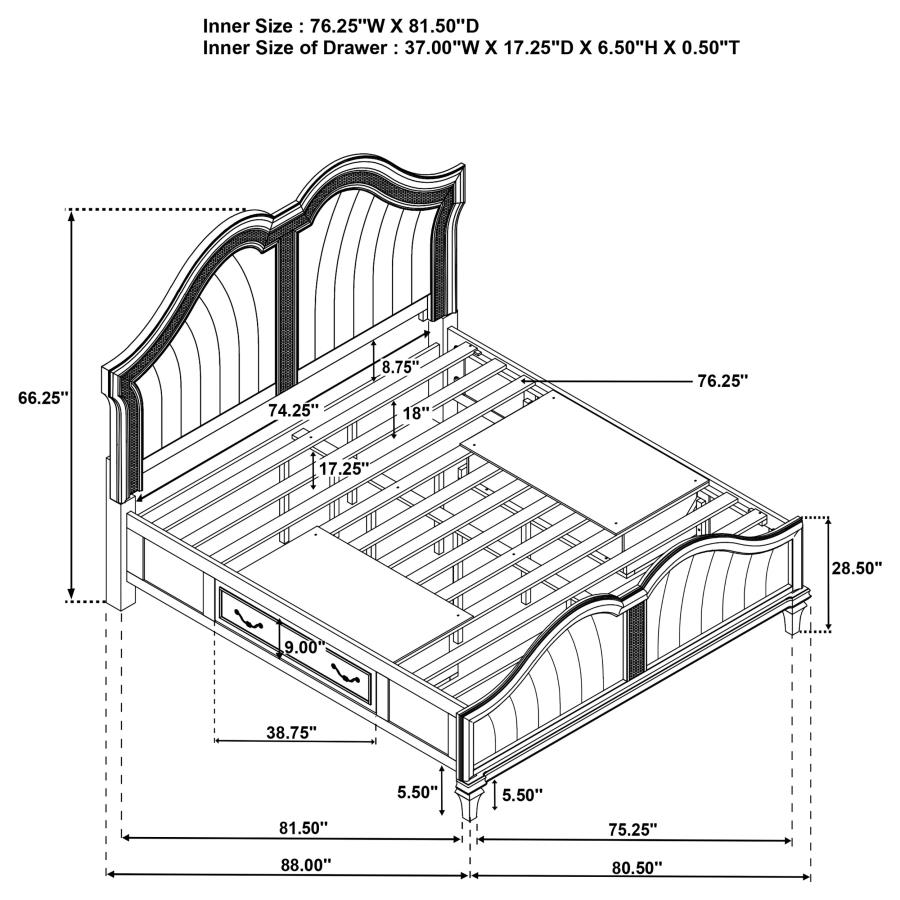 (image for) Evangeline 4-piece Eastern King Bedroom Set Silver Oak