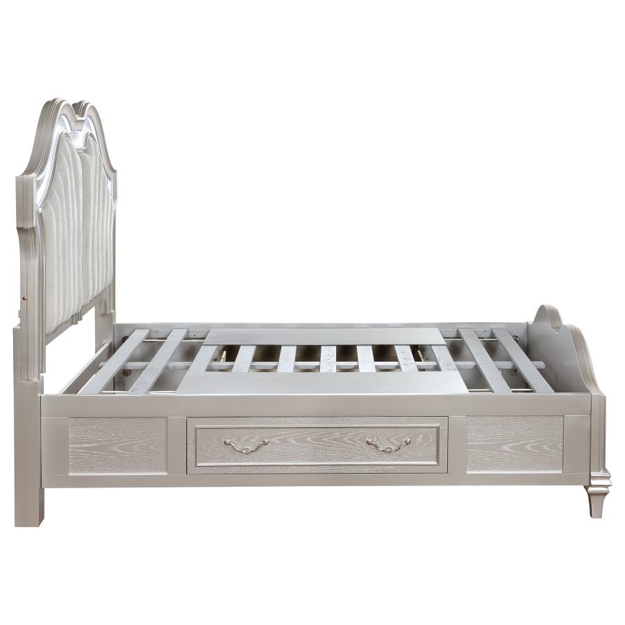 (image for) Evangeline Eastern King LED Storage Panel Bed Silver Oak