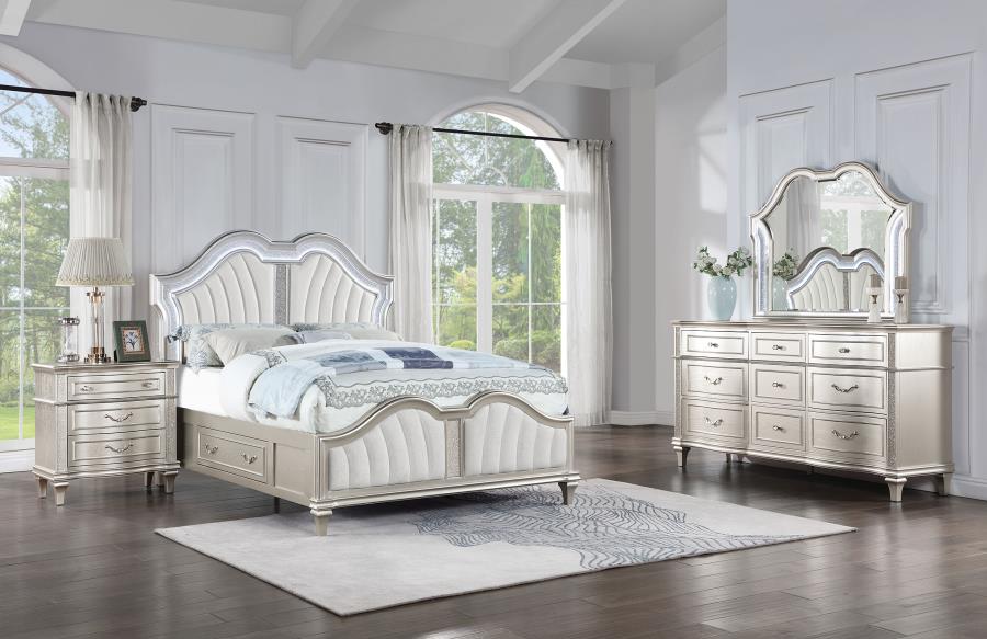 (image for) Evangeline 4-piece Queen Bedroom Set Silver Oak - Click Image to Close