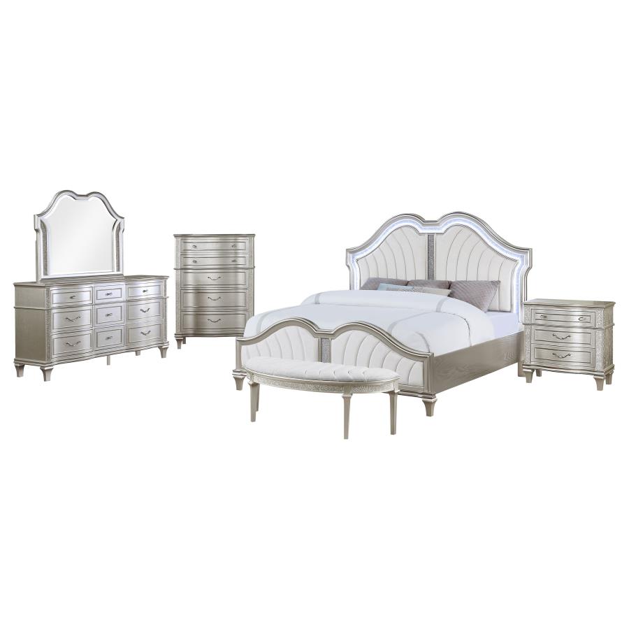 (image for) Evangeline 5-piece Eastern King Bedroom Set Silver Oak