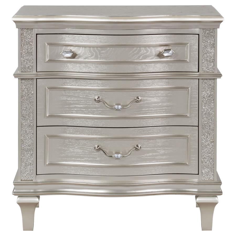 (image for) Evangeline 3-drawer Nightstand Silver Oak