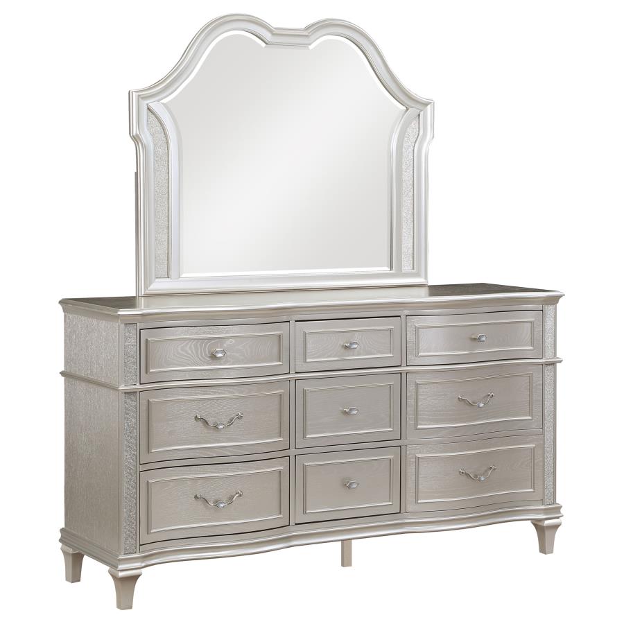 (image for) Evangeline 9-drawer Dresser with Mirror Silver Oak