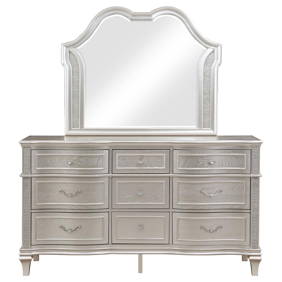 (image for) Evangeline 9-drawer Dresser with Mirror Silver Oak