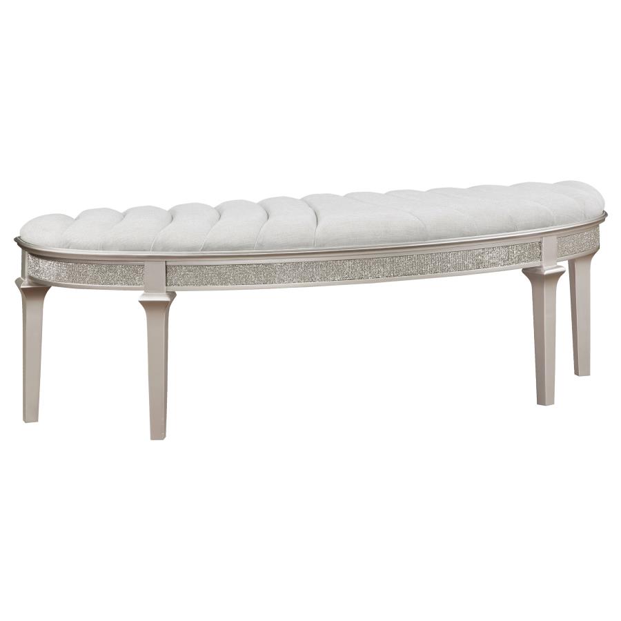 (image for) Evangeline Curved Fabric Upholstered Bench Silver Oak