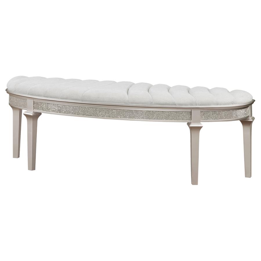 (image for) Evangeline Curved Fabric Upholstered Bench Silver Oak