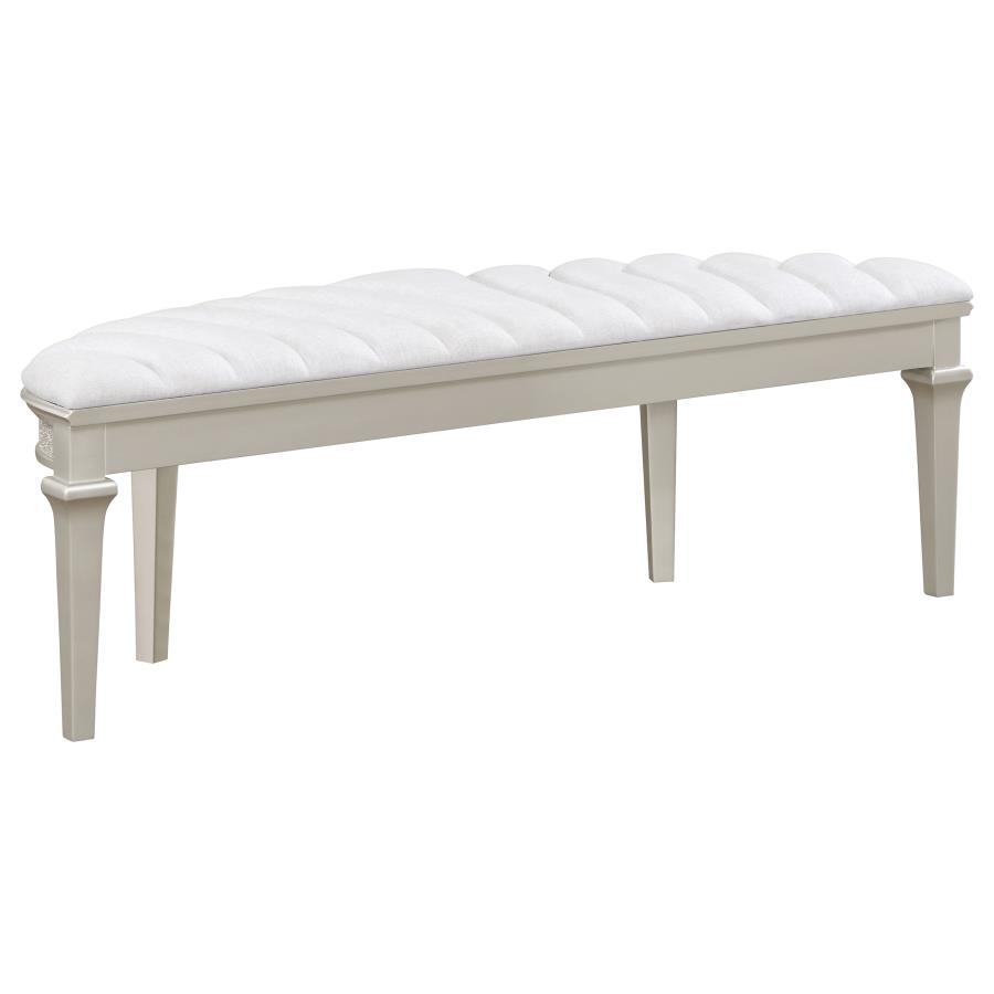 (image for) Evangeline Curved Fabric Upholstered Bench Silver Oak