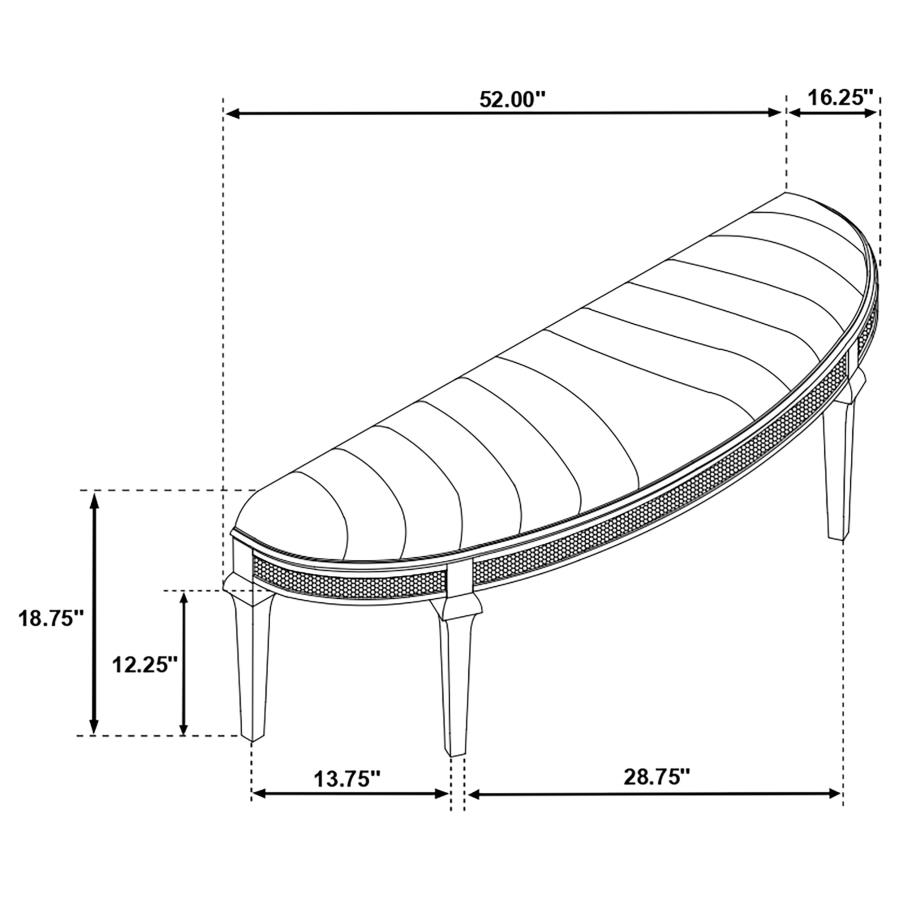 (image for) Evangeline Curved Fabric Upholstered Bench Silver Oak