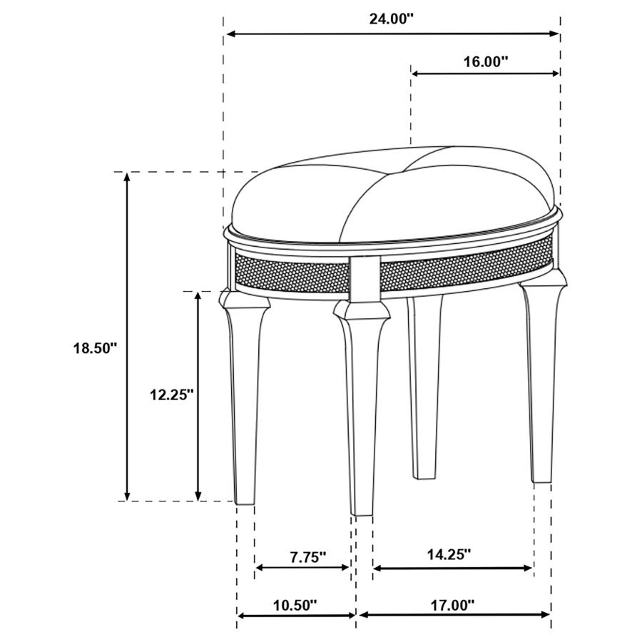 (image for) Evangeline 4-drawer Vanity Set with Stool Silver Oak