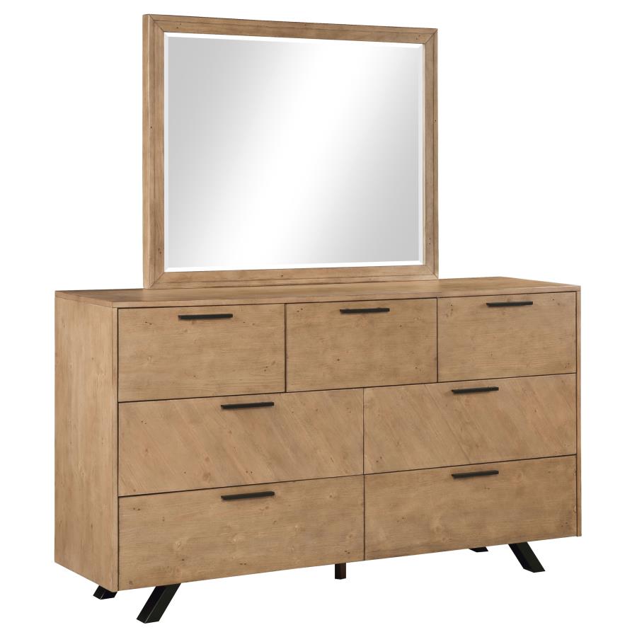 (image for) Taylor 7-drawer Dresser with Mirror Light Honey Brown