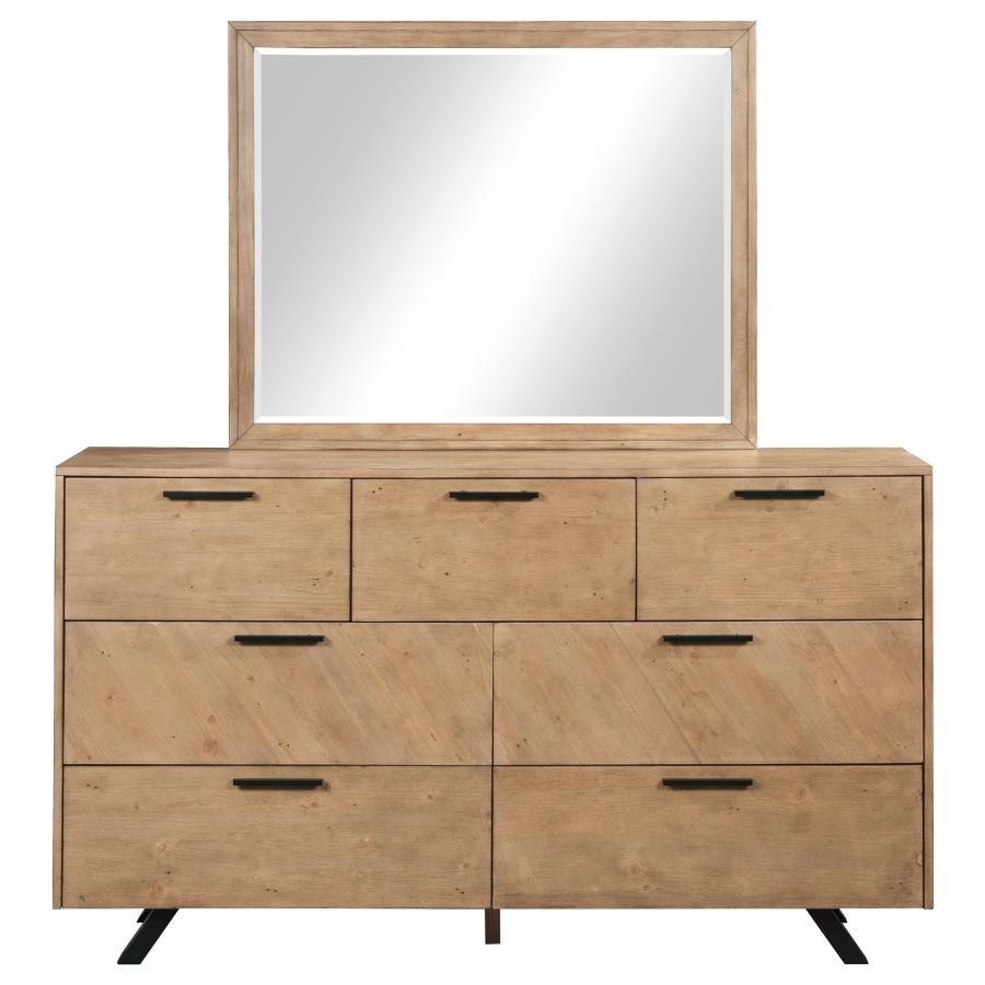 (image for) Taylor 7-drawer Dresser with Mirror Light Honey Brown