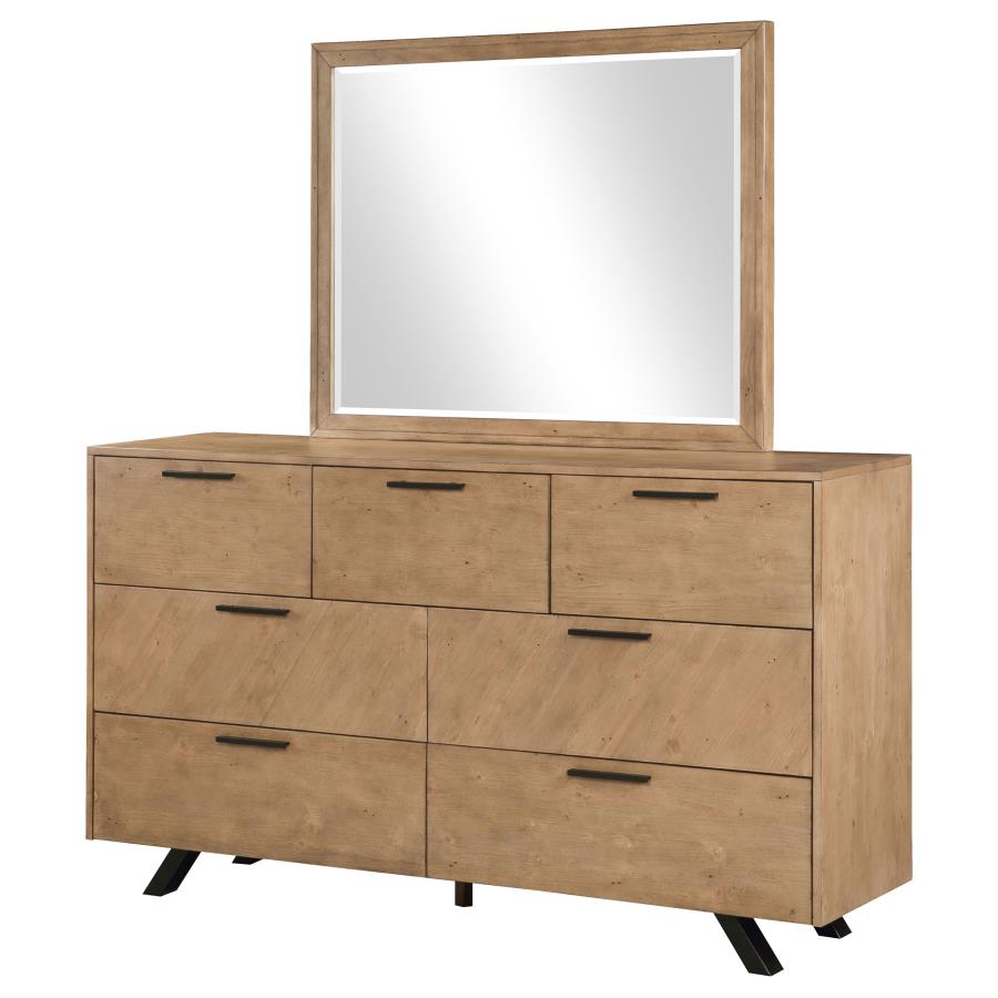 (image for) Taylor 7-drawer Dresser with Mirror Light Honey Brown