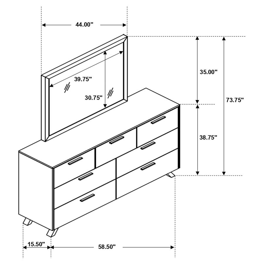 (image for) Taylor 7-drawer Dresser with Mirror Light Honey Brown