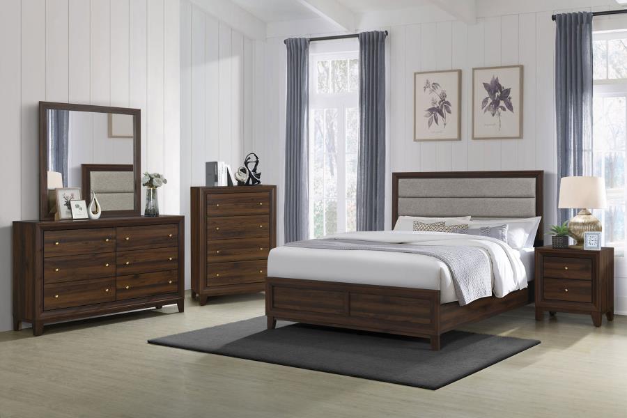 (image for) Welsley 5-piece Eastern King Bedroom Set Walnut - Click Image to Close