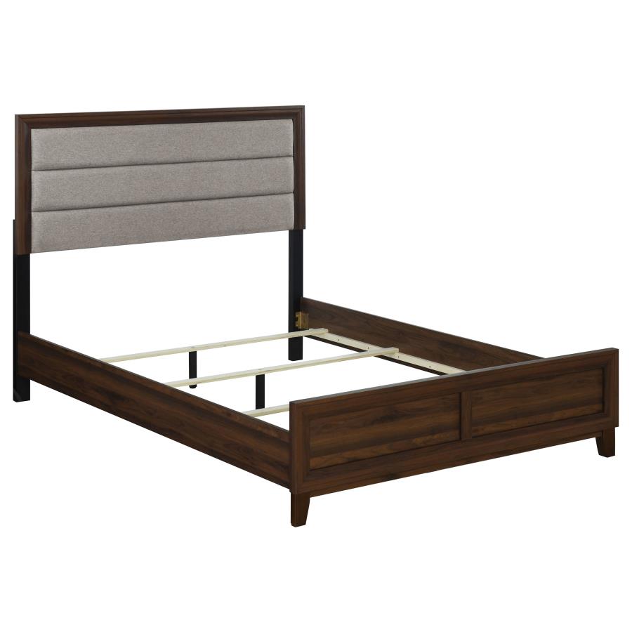 (image for) Welsley 50-inch Upholstered Eastern King Bed Walnut - Click Image to Close