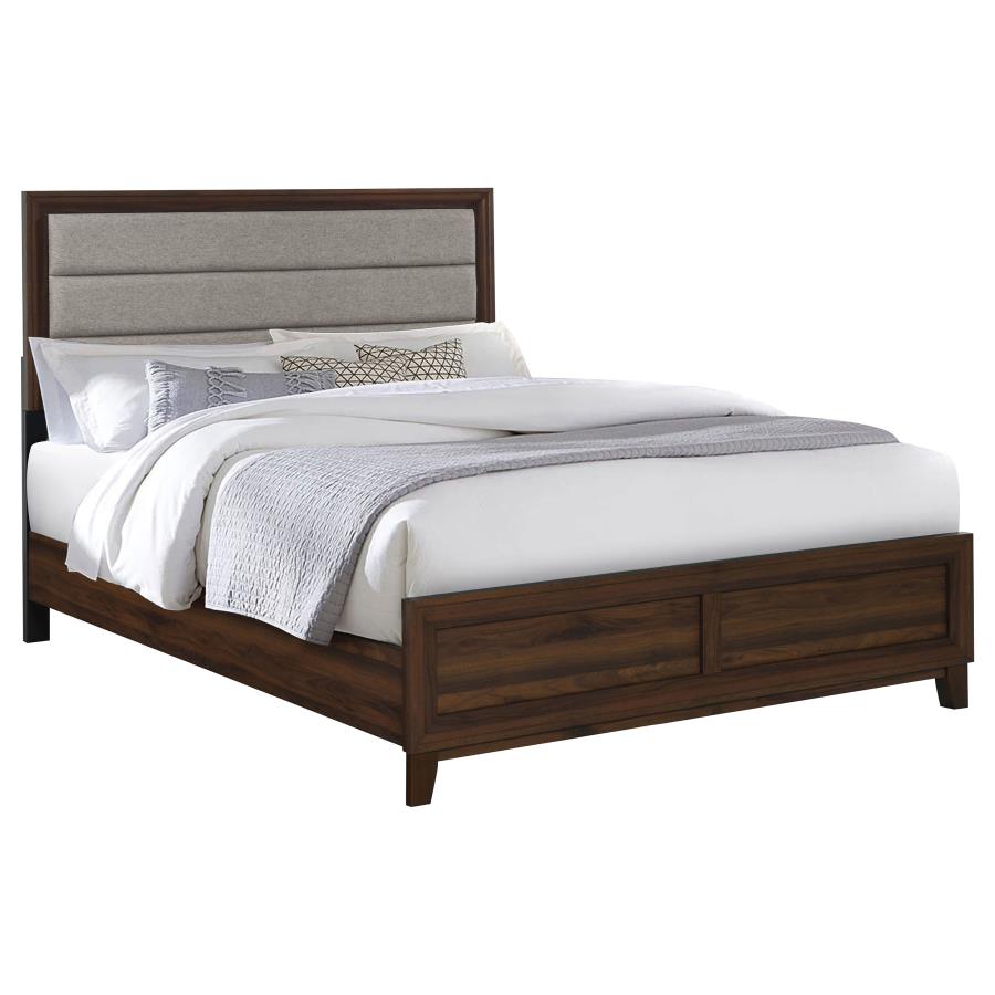 (image for) Welsley 50-inch Upholstered Eastern King Bed Walnut