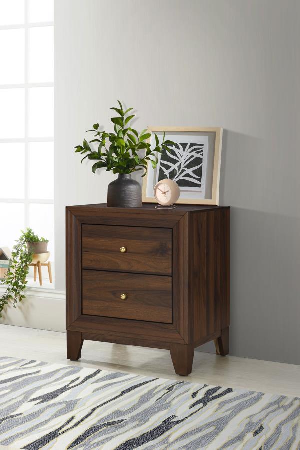 (image for) Welsley 2-drawer Nightstand Bedside Table Walnut