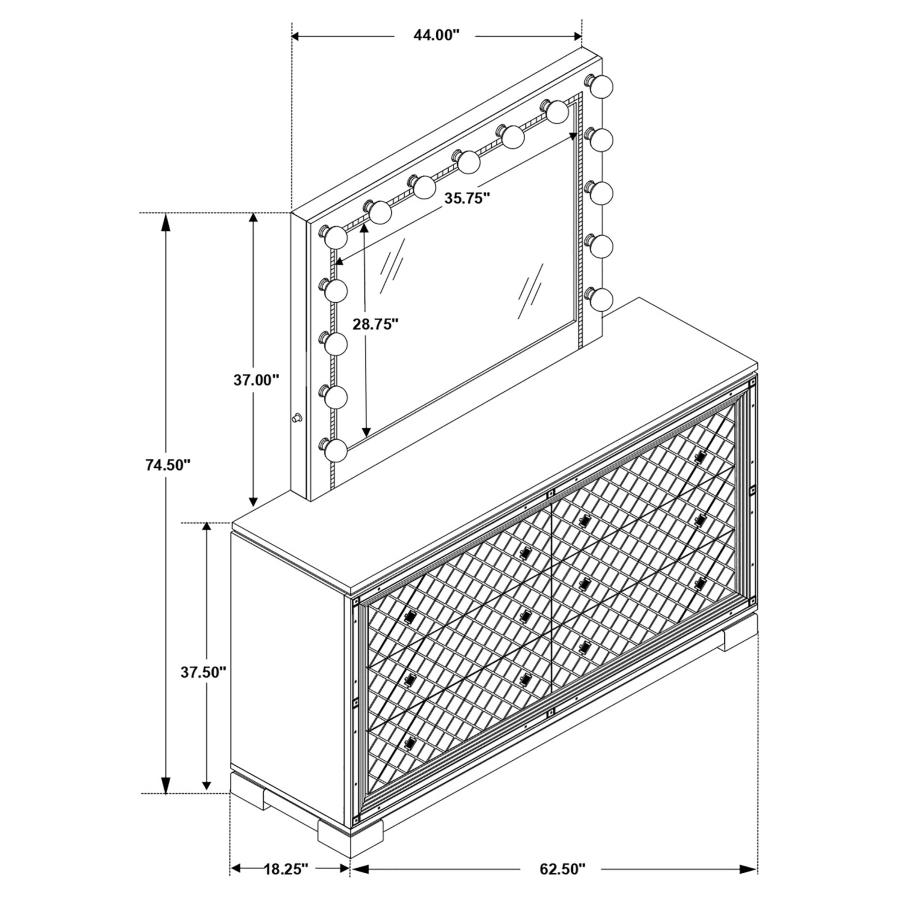 (image for) Eleanor 6-drawer Dresser with Mirror Metallic Mercury