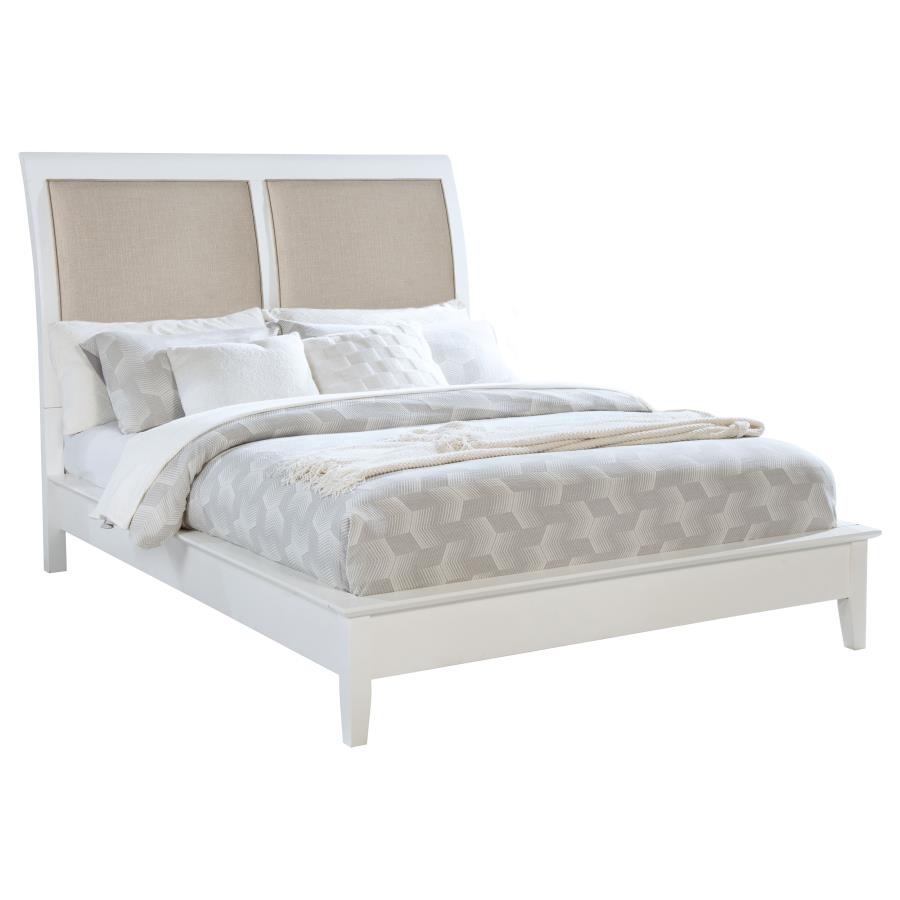 (image for) Bexhill 56-inch Upholstered Eastern King Panel Bed White