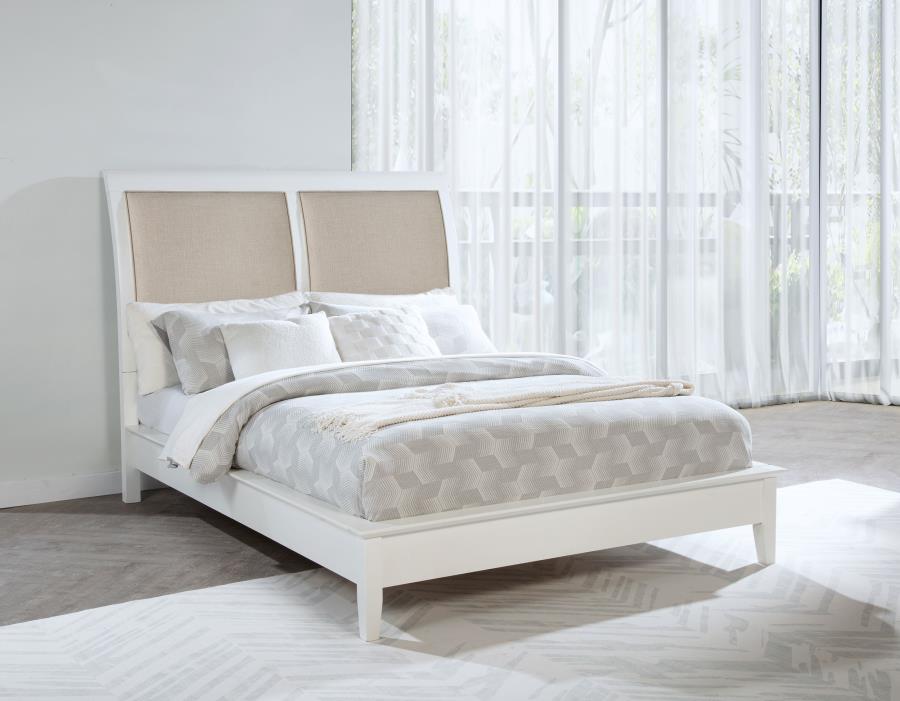 (image for) Bexhill 56-inch Upholstered Queen Panel Bed White