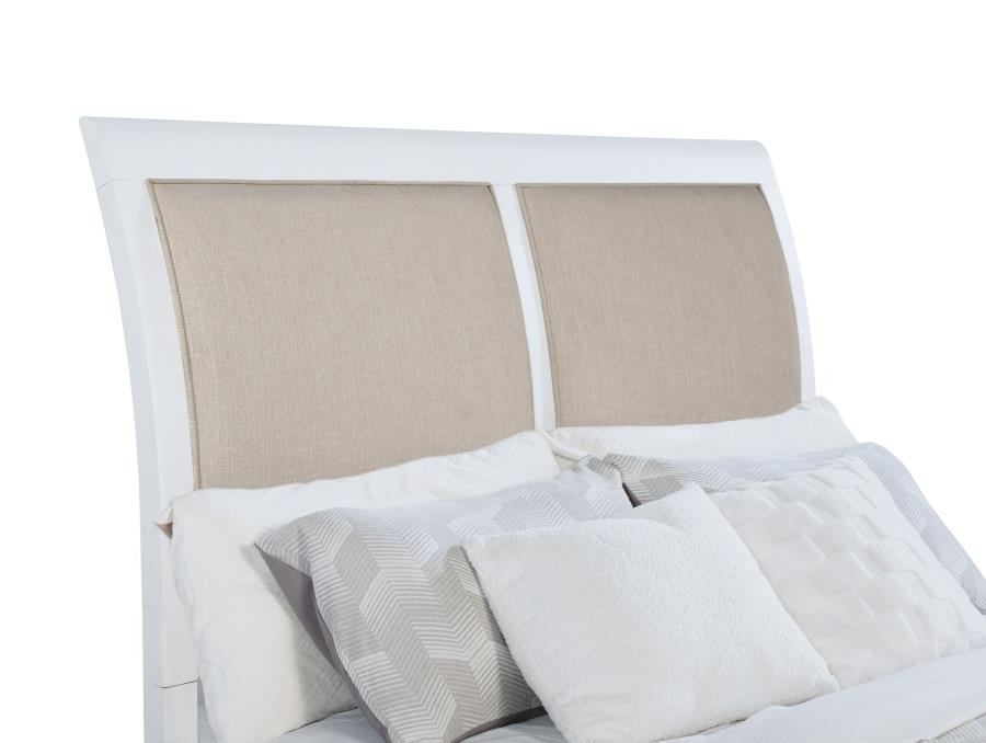 (image for) Bexhill 56-inch Upholstered Queen Panel Bed White