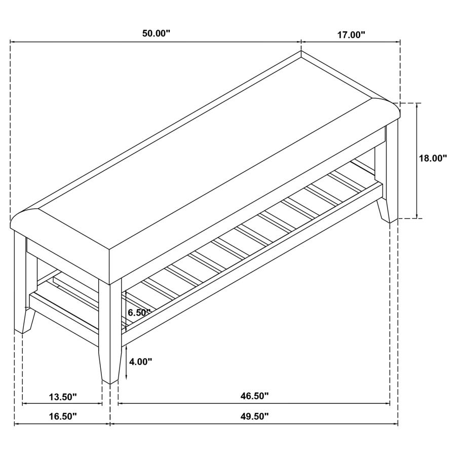 Bexhill Upholstered Rectangular Bench with Shelf White