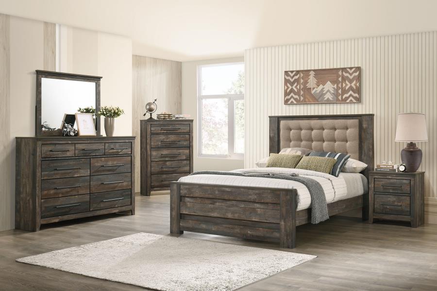 (image for) Ridgedale 5-piece Eastern King Bedroom Set Weathered Dark Brown and Latte