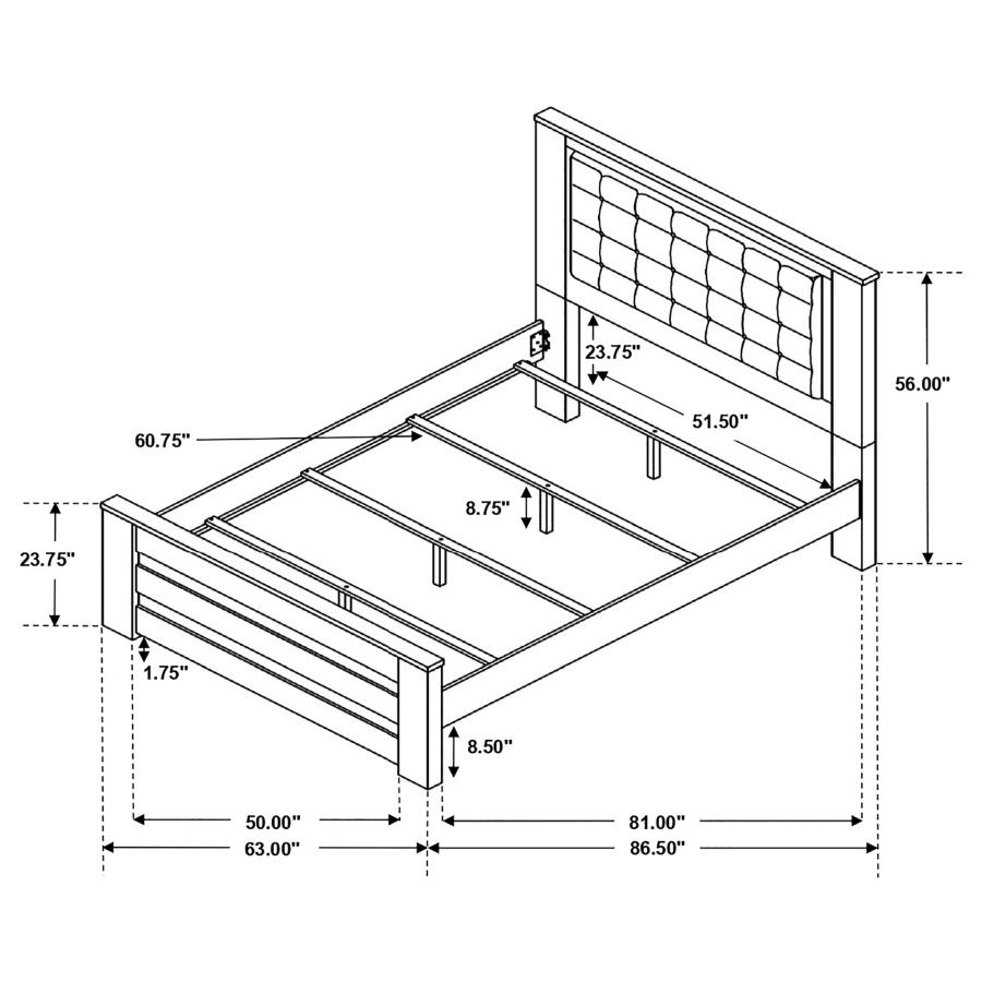 (image for) Ridgedale Tufted Headboard Queen Bed Latte and Weathered Dark Brown
