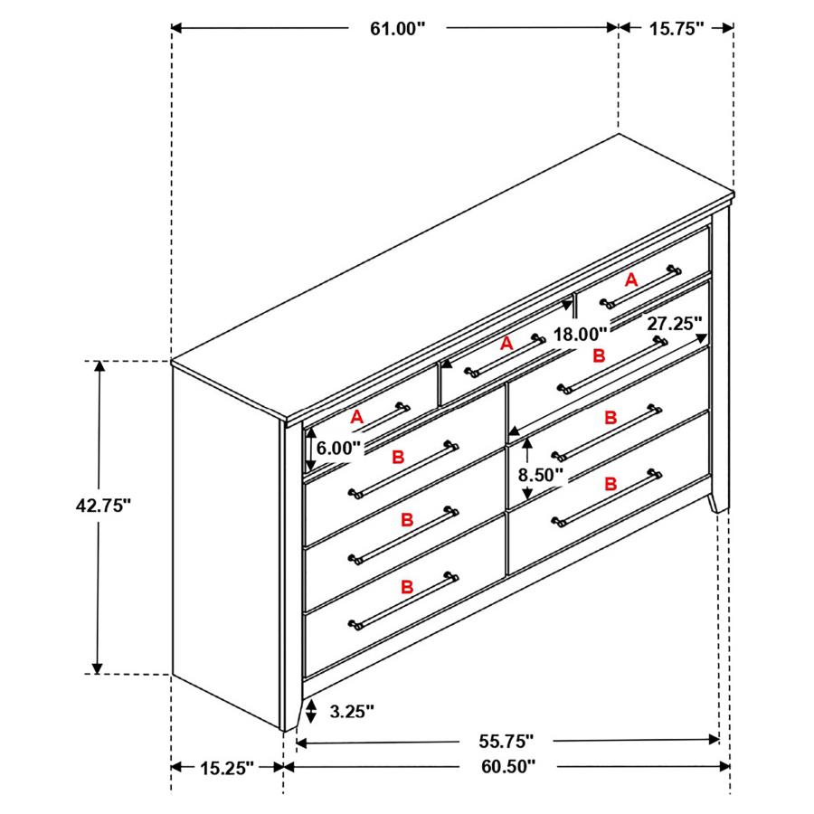 (image for) Ridgedale 9-drawer Dresser Weathered Brown