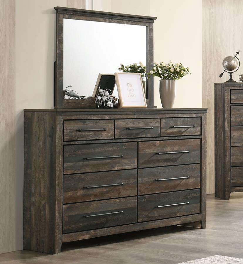 (image for) Ridgedale 9-drawer Dresser with Mirror Weathered Brown