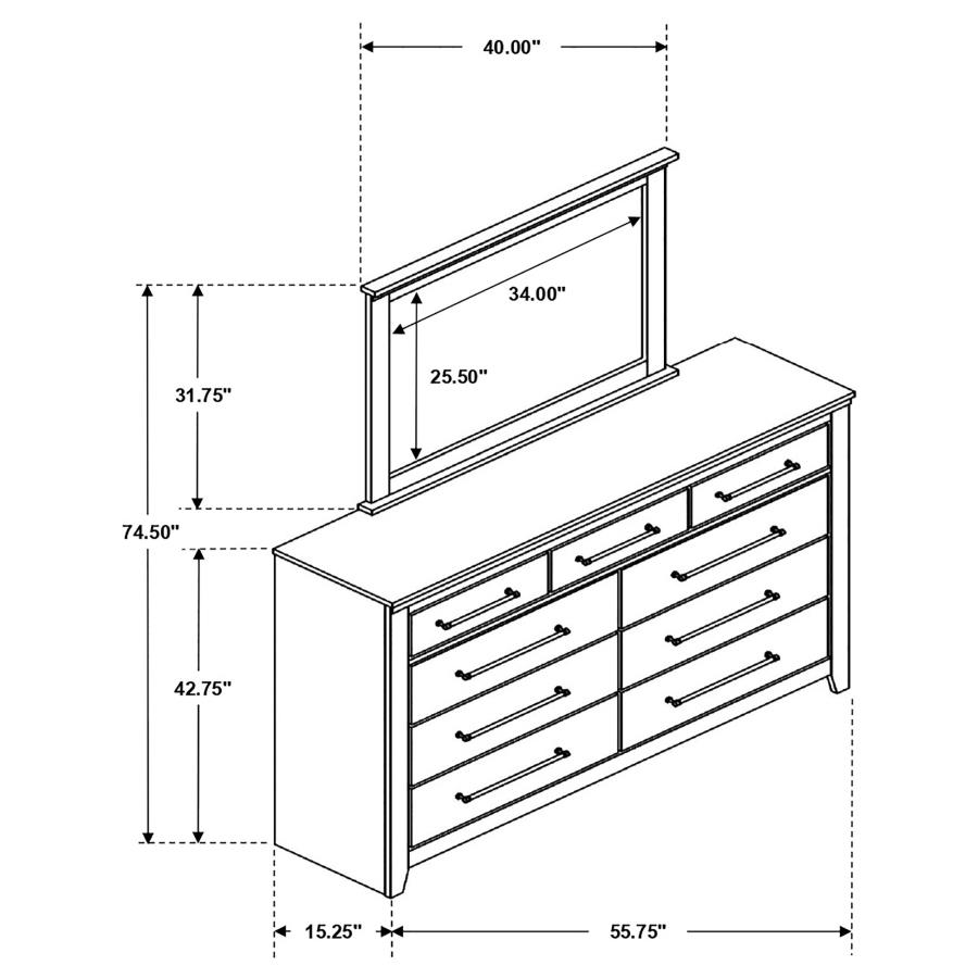 (image for) Ridgedale 9-drawer Dresser with Mirror Weathered Brown