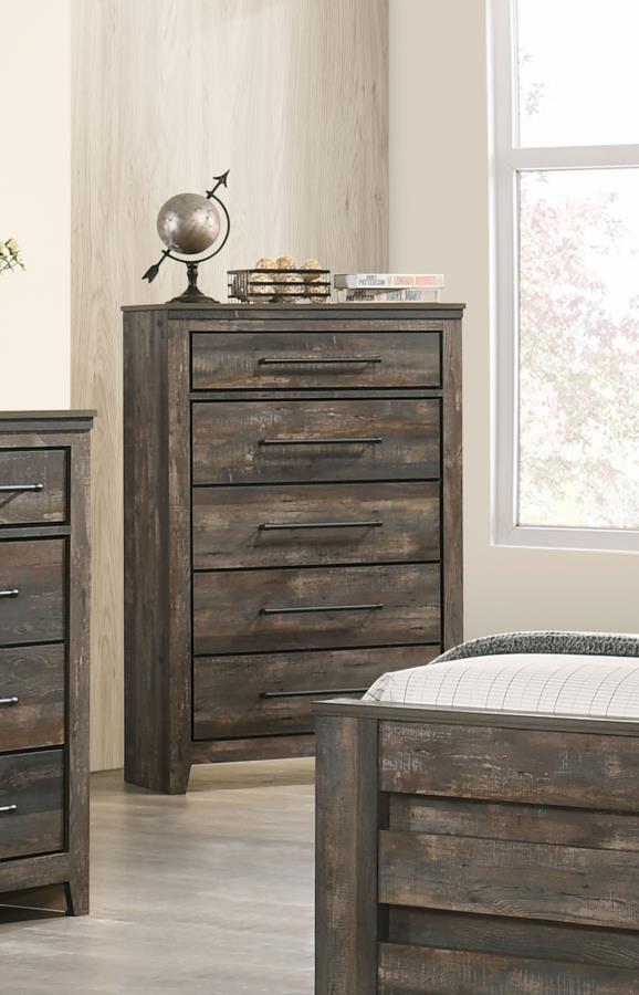 (image for) Ridgedale 5-drawer Chest Weathered Dark Brown