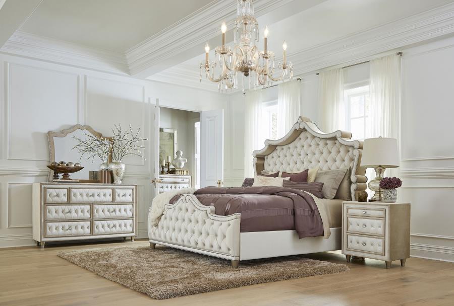 (image for) Antonella 5-piece Eastern King Bedroom Set Ivory - Click Image to Close