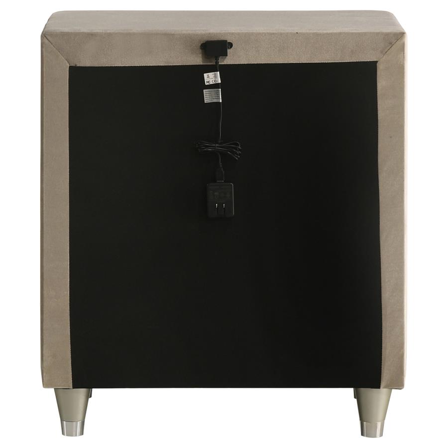 Antonella Upholstered 3-drawer Nightstand Ivory and Camel