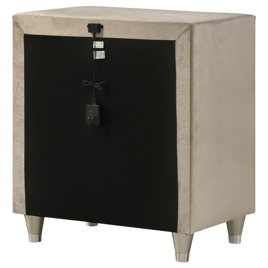 Antonella Upholstered 3-drawer Nightstand Ivory and Camel