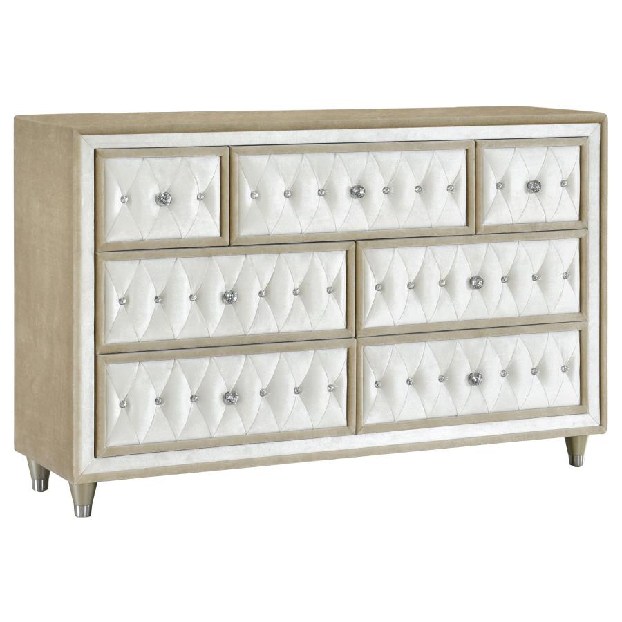 (image for) Antonella 7-drawer Upholstered Dresser Ivory and Camel - Click Image to Close