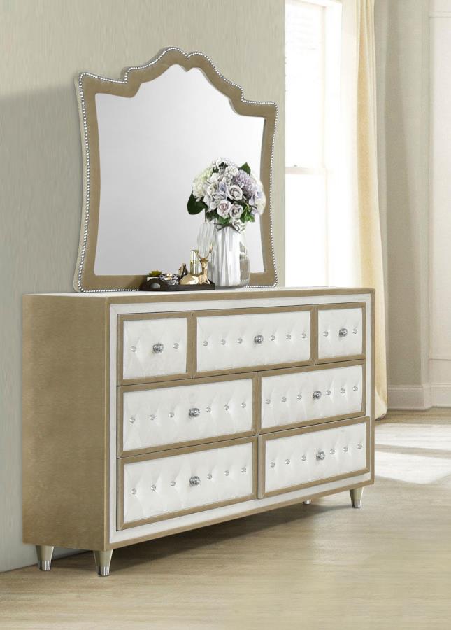 (image for) Antonella 7-drawer Upholstered Dresser with Mirror Ivory