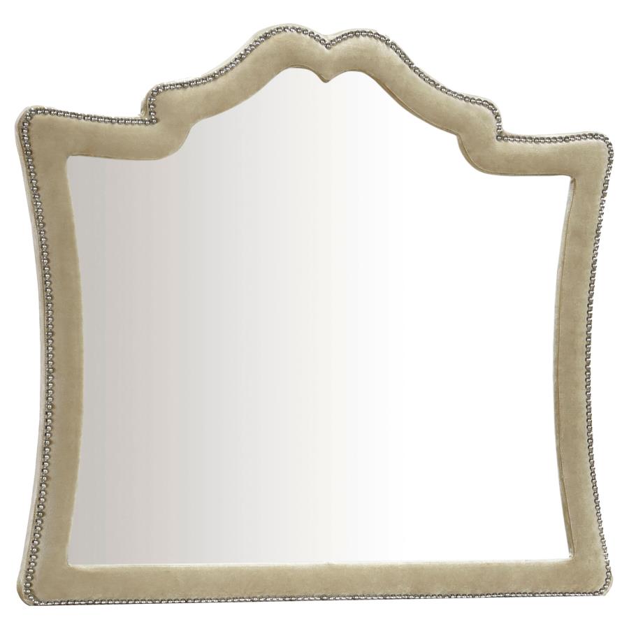 (image for) Antonella Upholstered Dresser Mirror Camel - Click Image to Close