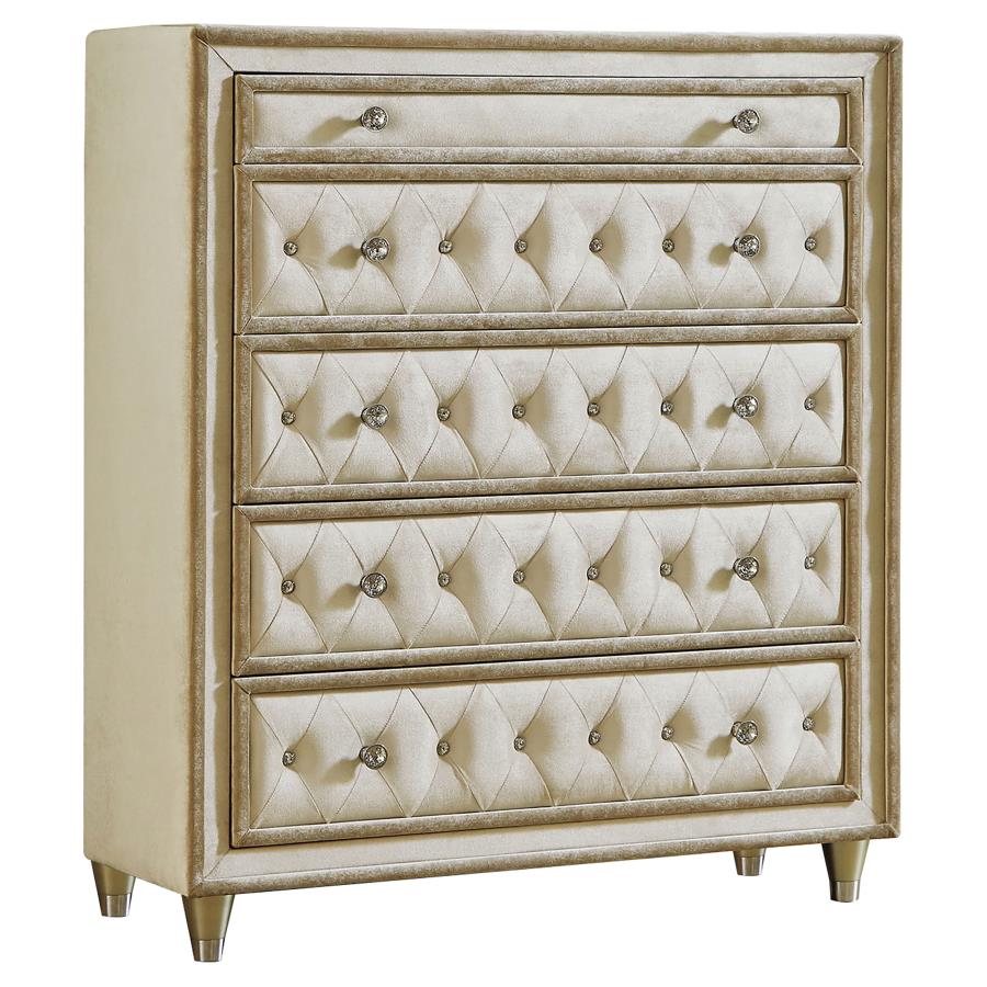 (image for) Antonella 5-drawer Bedroom Chest Ivory and Camel - Click Image to Close