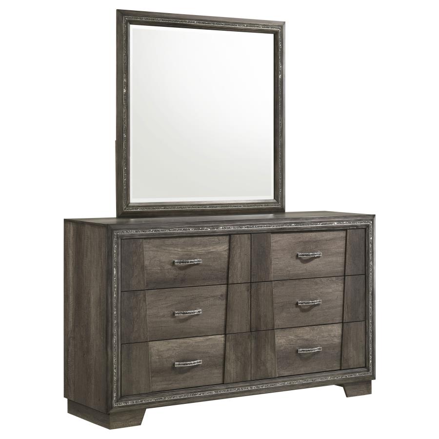 (image for) Janine 6-drawer Dresser with Mirror Grey - Click Image to Close