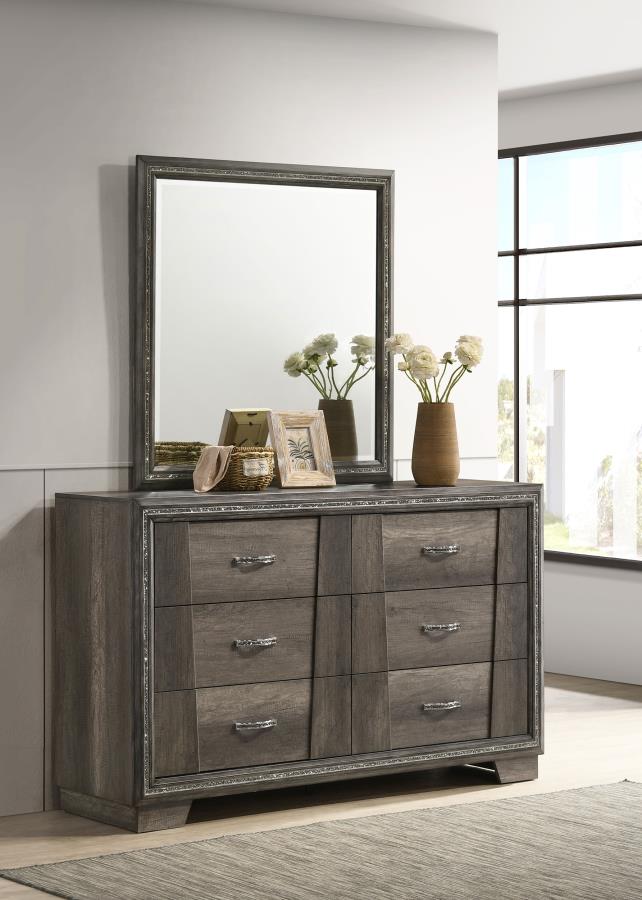 (image for) Janine 6-drawer Dresser with Mirror Grey