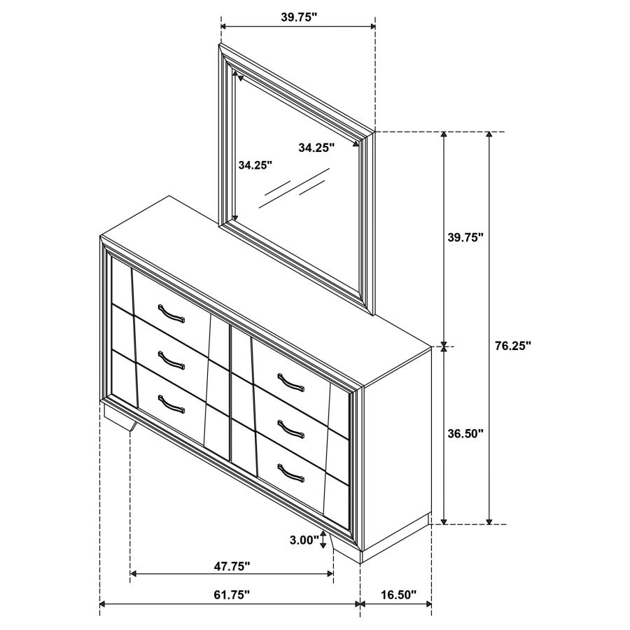 (image for) Janine 6-drawer Dresser with Mirror Grey